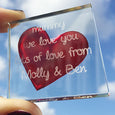 Personalised Miniature Token Red Heart - Classic Serif font