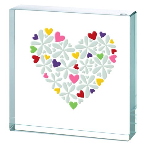 Medium Paperweight Hearts & Flowers