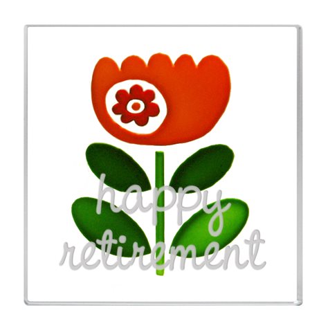 Miniature Token Orange Flower, "Happy Retirement"