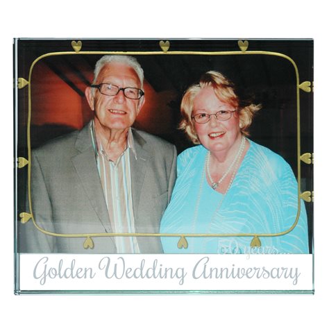 Big Frame gold hearts "Golden Wedding Anniversary, 50 Years"