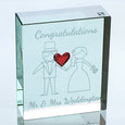 Personalised Wedding Token Tiny Red Heart Congratulations Mr & Mrs Name