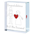 Personalised Wedding Token Tiny Red Heart Congratulations Mr & Mrs Name