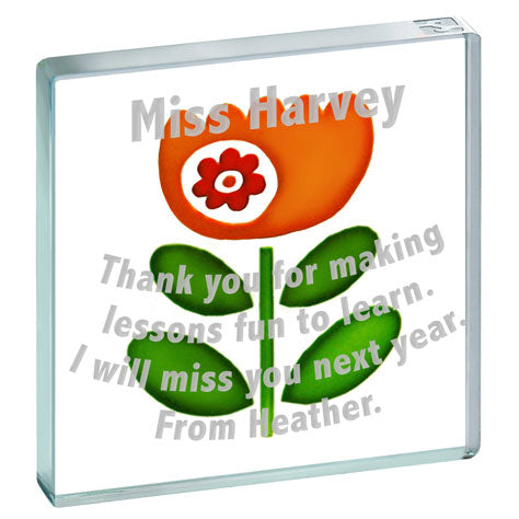 Personalised Miniature Token Red and Orange Flower