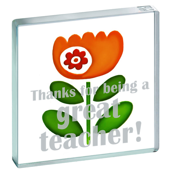 Miniature Token Thanks for Being a Great Teacher Orange Flower