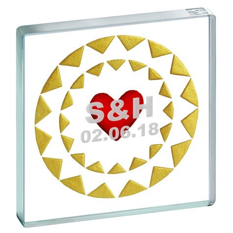 Personalised Miniature Token Red Heart Golden Eternity Circle