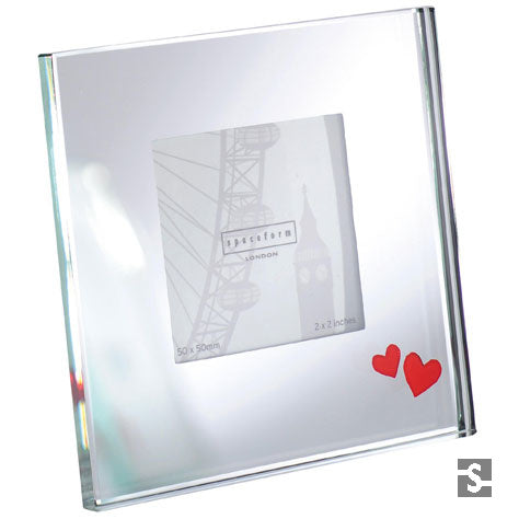 Mini Mirror Frame 2 Hearts Red