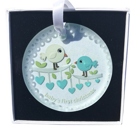 Large Christmas Keepsake Babys First Christmas Birdie Blue