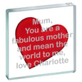 Personalised Miniature Token Red Heart, Sans Serif rounded font