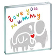 Miniature Token "love you mummy" elephants.