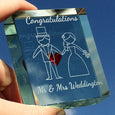Personalised Wedding Token Tiny Red Heart Congratulations Mr & Mrs Name