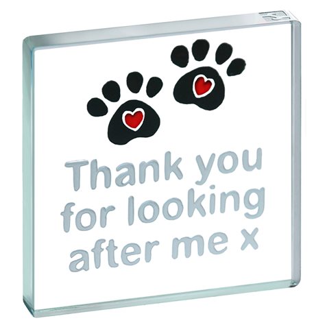 Miniature Token Paw Prints Hearts, "Thank you for looking after me x"
