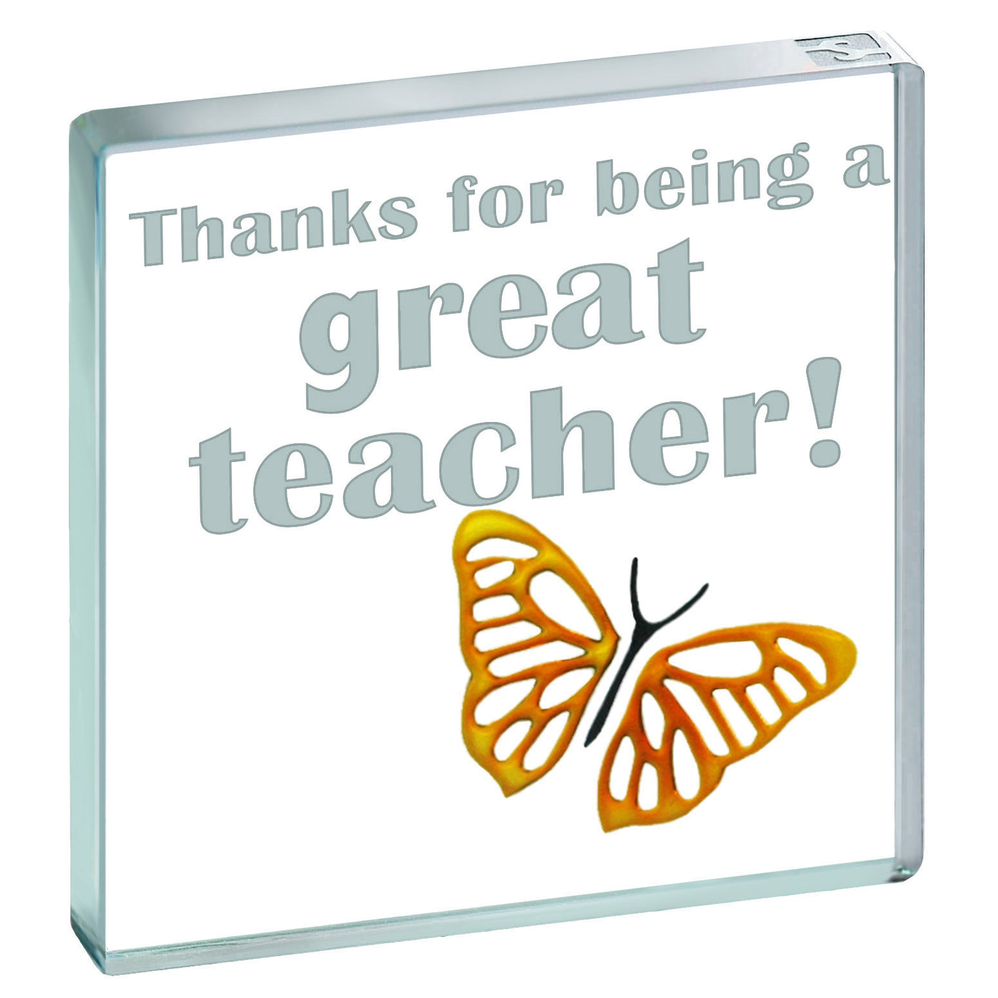 Miniature Token Thank You Great Teacher Yellow Butterfly
