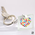 Square Key Ring Lots of Hearts