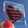 Personalised Miniature Token Red Heart, Sans Serif rounded font