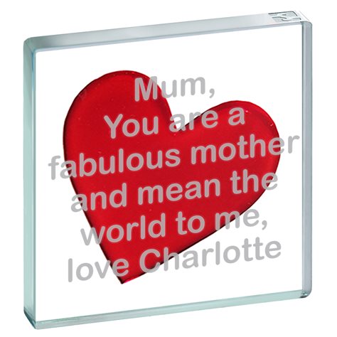 Personalised Miniature Token Red Heart, Sans Serif rounded font