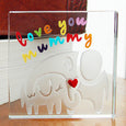 Miniature Token "love you mummy" elephants.